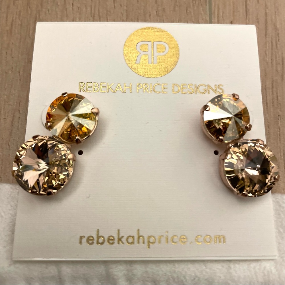 NWT REBEKAH PRICE Gold and Silver Crystal Earrings - Picture 2 of 3